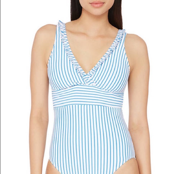 New Ralph Lauren Bengal Stripe One Piece Swimsuit blue - Picture 5 of 7